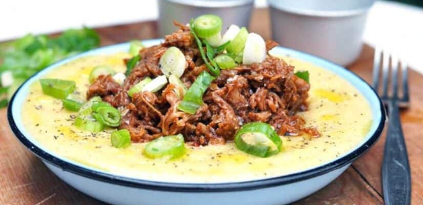 Pulled Pork With Cheesy Grits