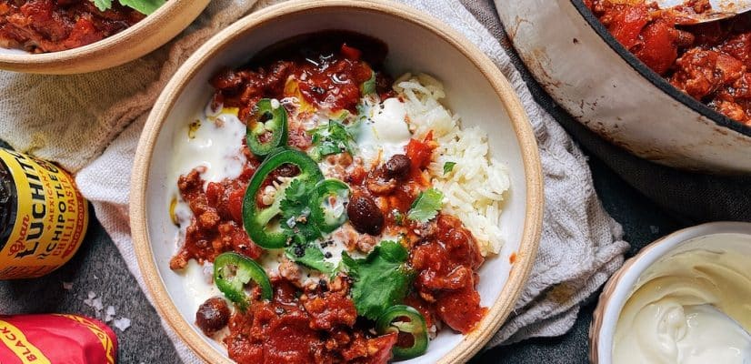 Chilli Con Carne finished dish, with chipotle recipes