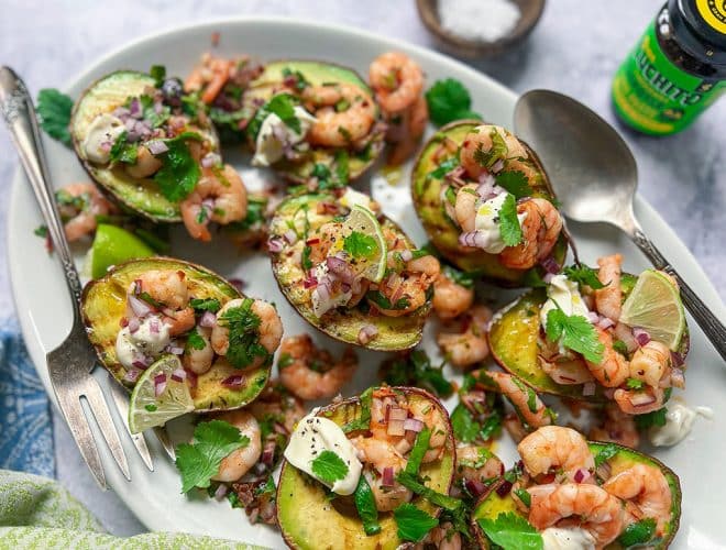 Grilled Avocado With Chipotle Prawns