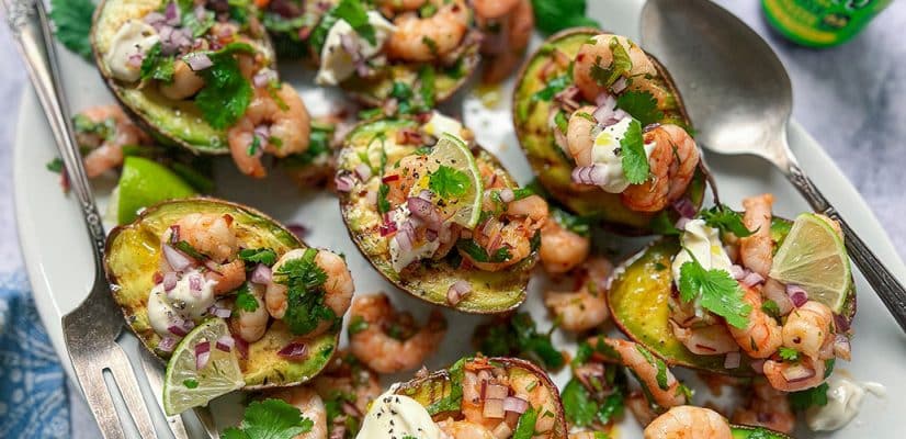 Grilled Avocado With Chipotle Prawns