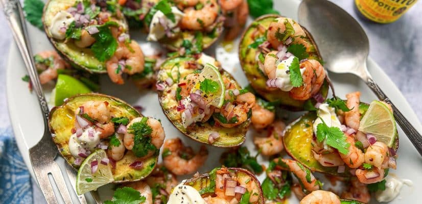 Grilled Avocado with Chipotle Prawns hero 1