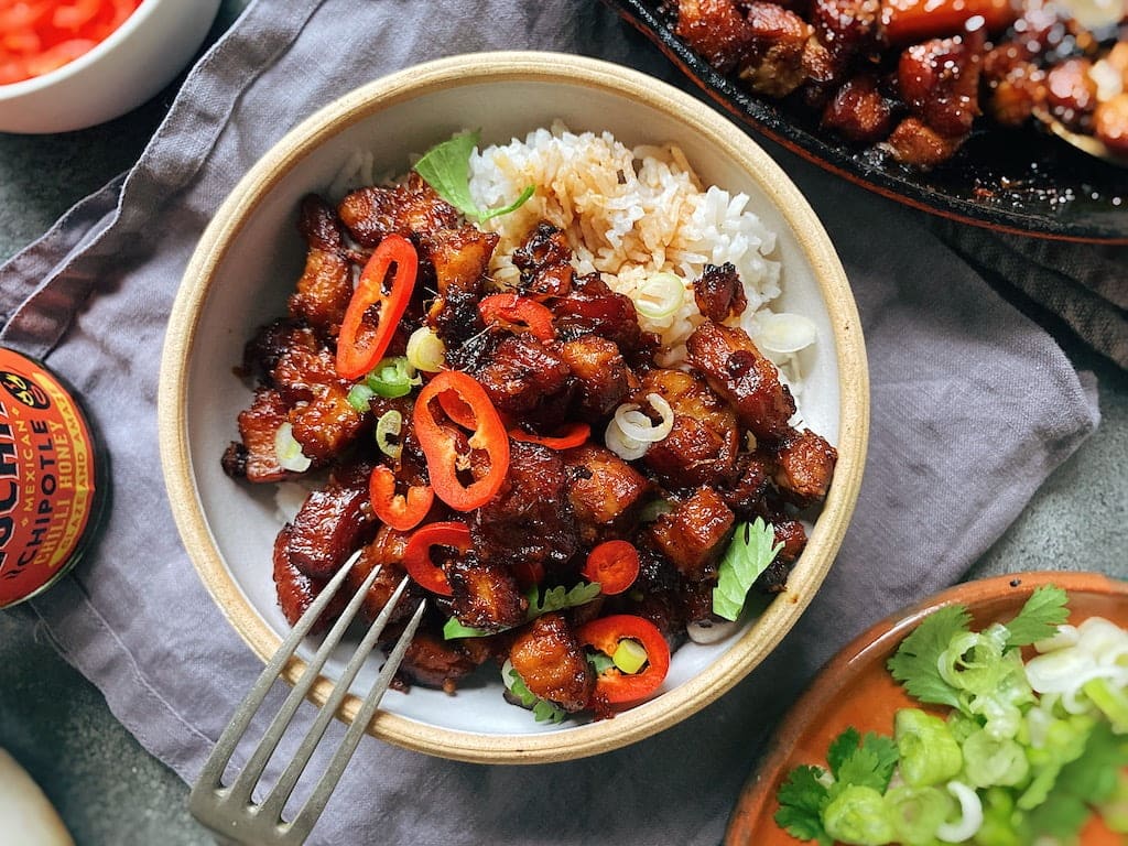 Twice Cooked Sticky Pork Belly Sticky Sweet And Spicy Recipe 