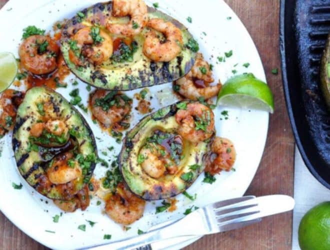 BBQ Avocado With Chipotle Prawns