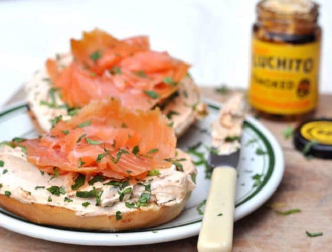 Chipotle Cream Cheese And Salmon Bagel