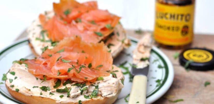 Chipotle Cream Cheese And Salmon Bagel