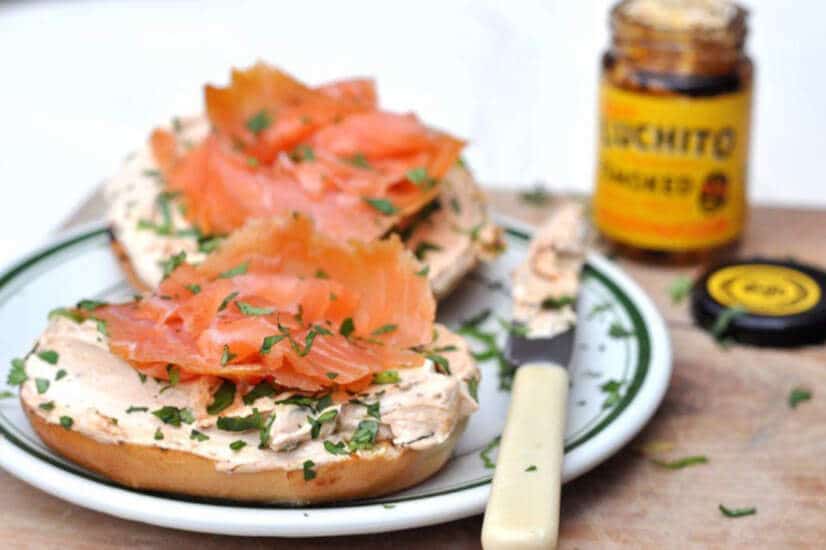 Chipotle Cream Cheese And Salmon Bagel