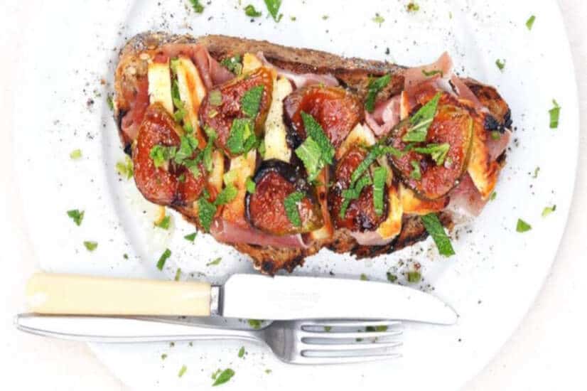 Fig Toast With Chilli Halloumi & Parma Ham