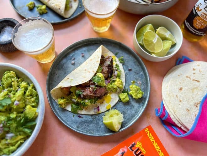 Carne Asada prep, featured image of carne asada steak taco