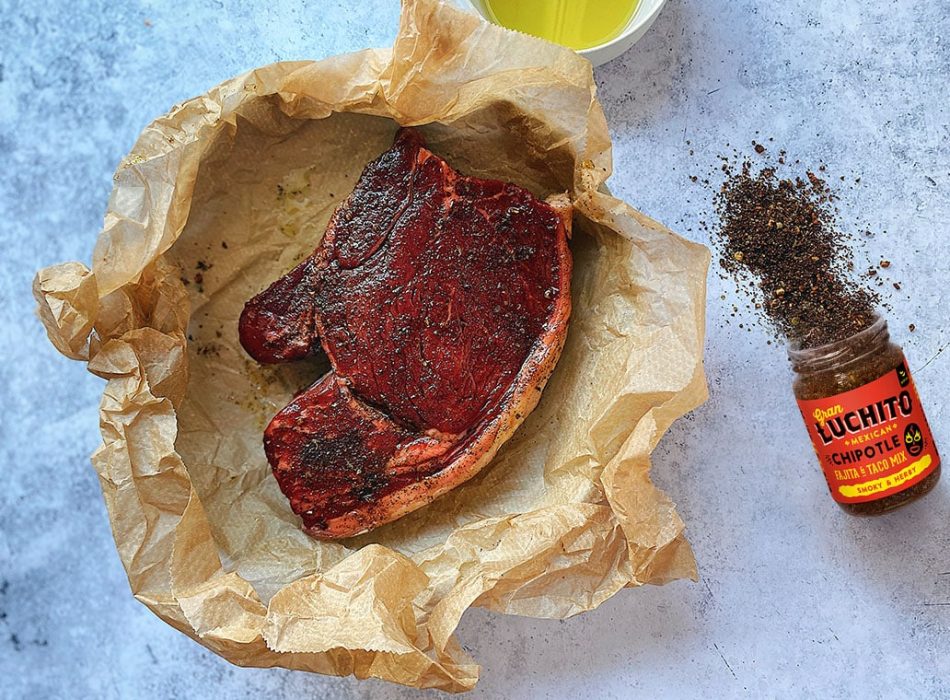 Vampiro Tacos prep step with meat