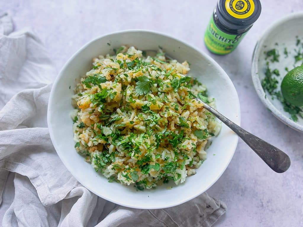 Lime and coriander rice, mild fresh tasting rice side dish perfect for any Mexican main dish