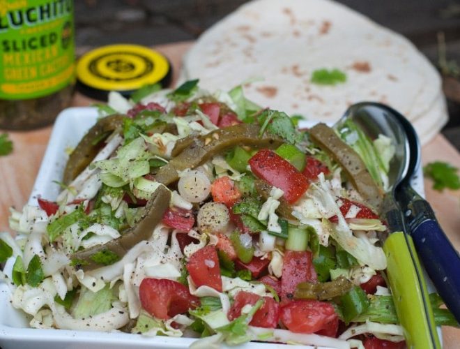 finished dish of authentic cactus salad