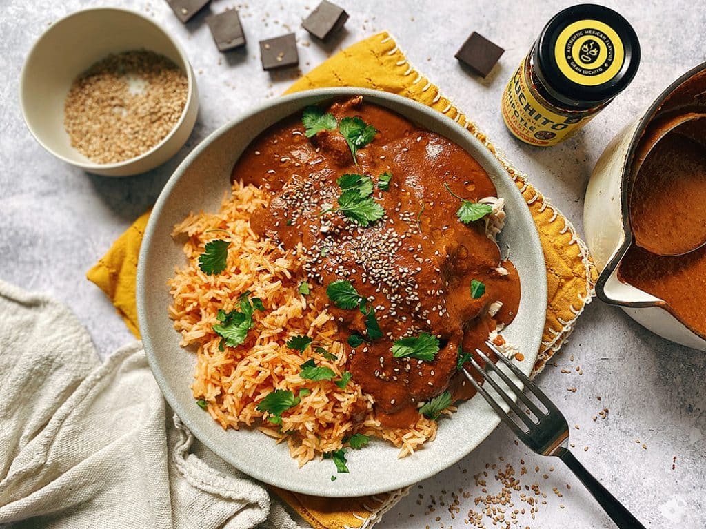 Mexican New Year's Eve Traditions chicken mole dish
