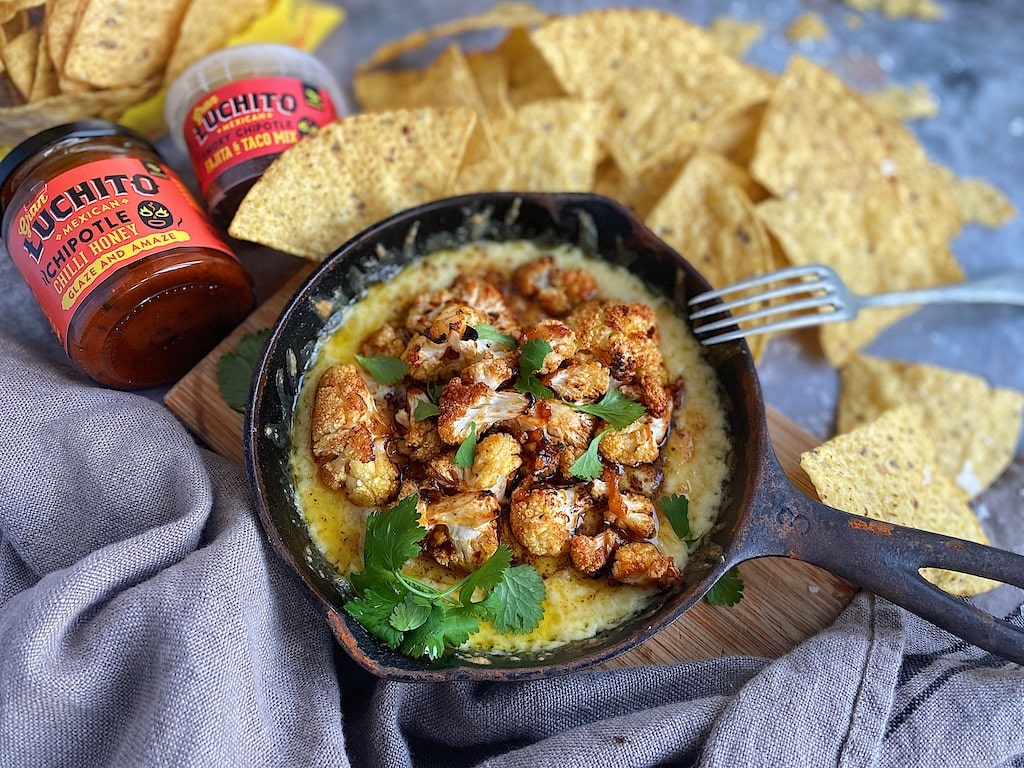Quick Cauliflower Queso finished dish