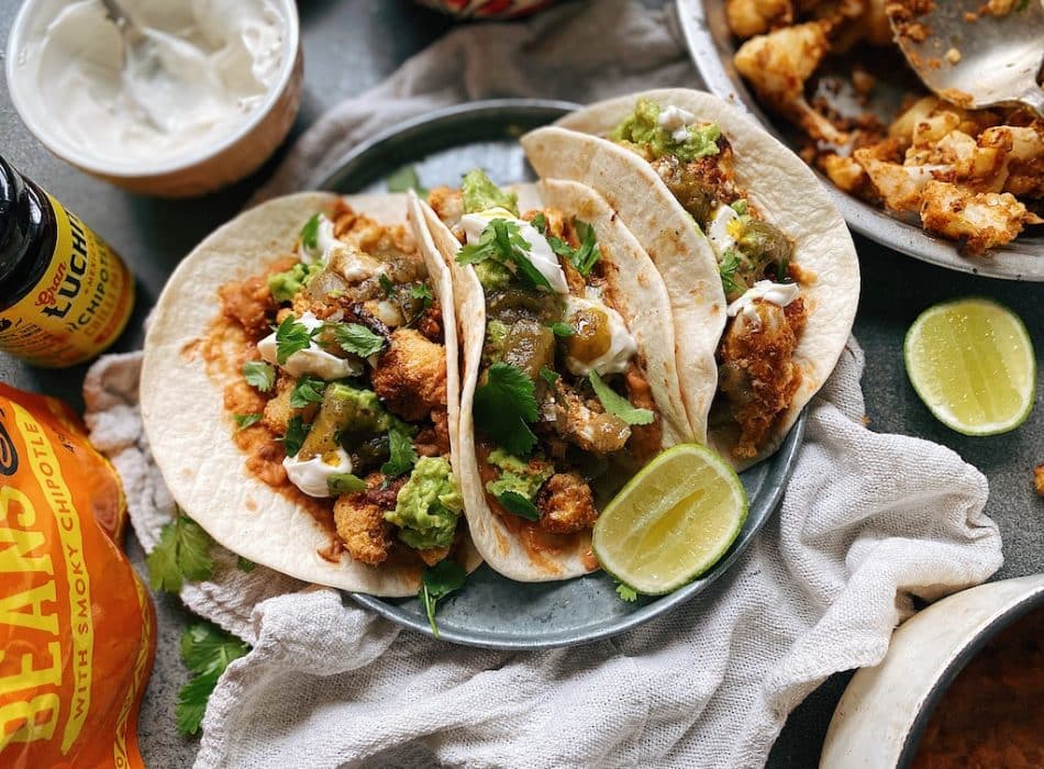 Mexican food with Vegan Tacos