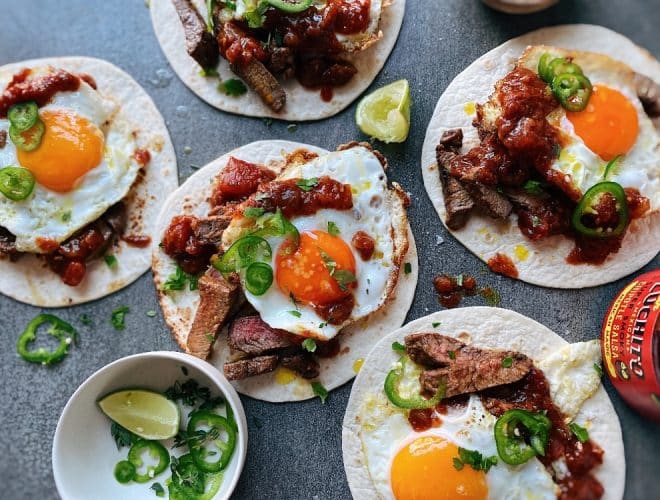 Carne Asada Breakfast Tacos