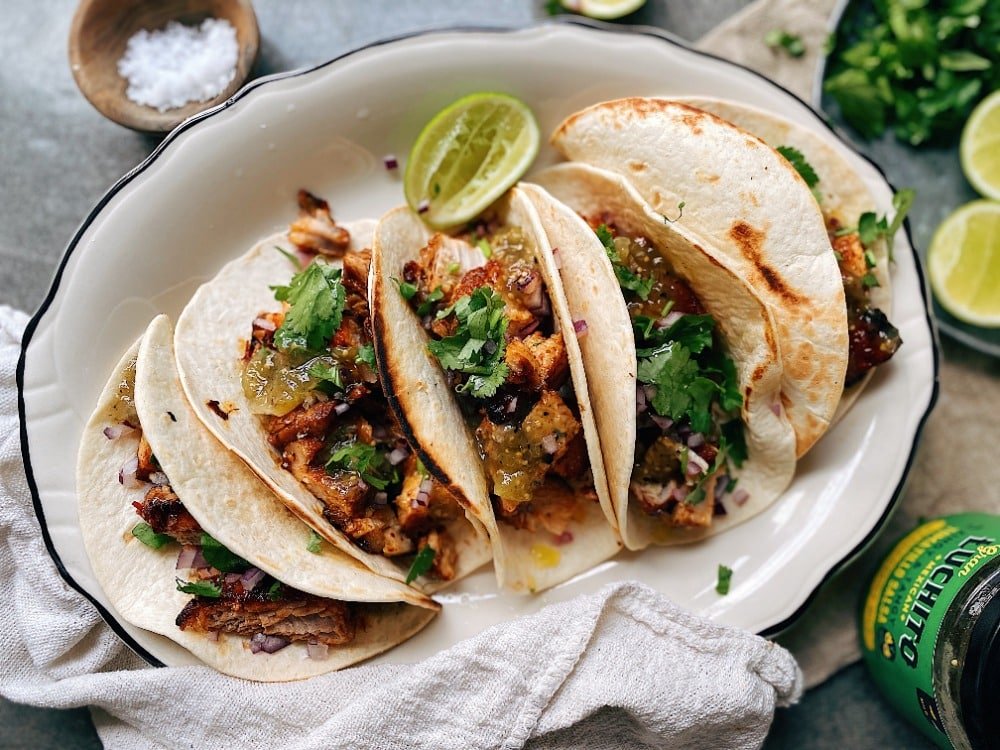 Tacos de panceta de cerdo