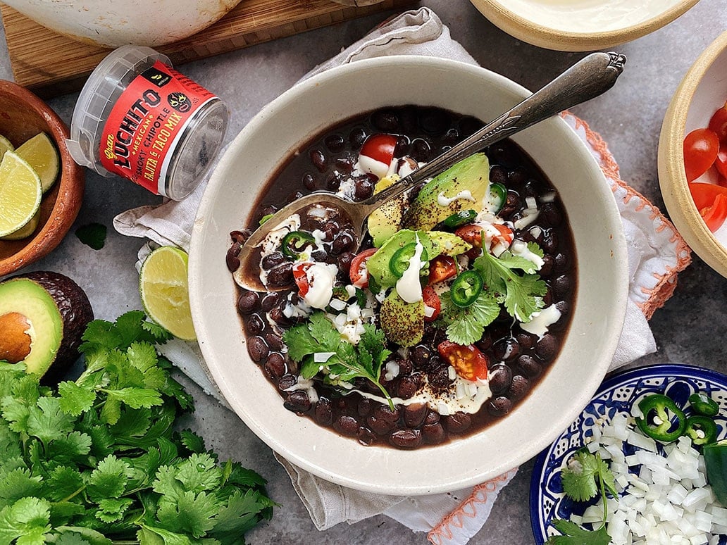 Mexican food with Mexican Black Beans