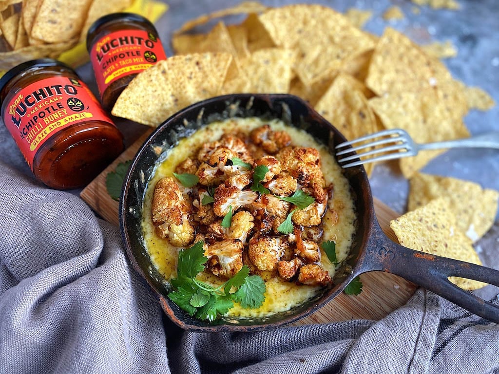 Vampiro Taco with Quick Queso Fundido with Roasted Chipotle Cauliflower