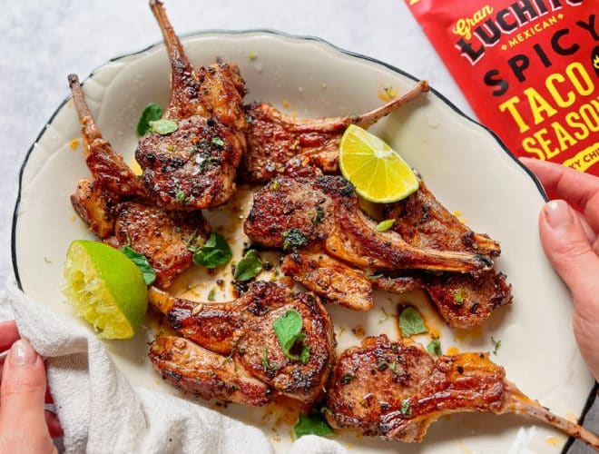 BBQ Lamb chops hero landscape finished dish