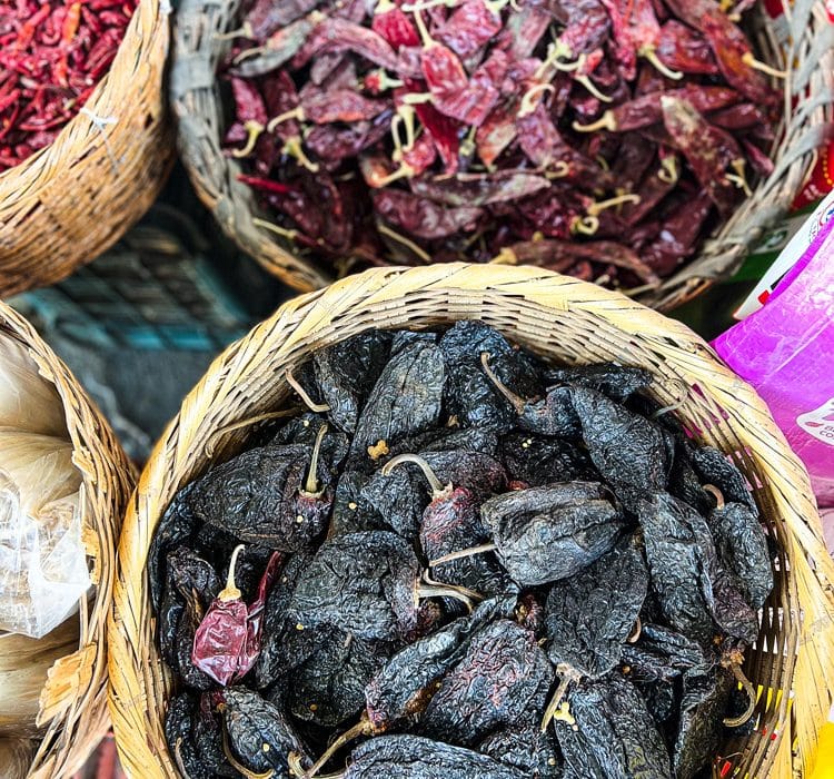 Dried chillies from Mexican street market