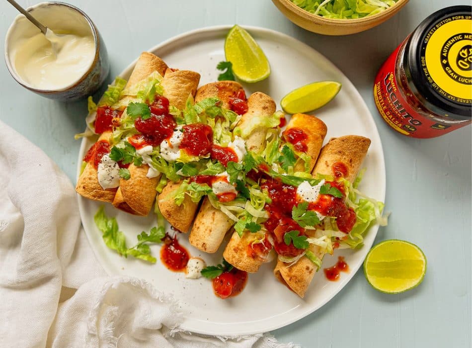 Mexican Starter - Air Fryer Taquitos finished dish