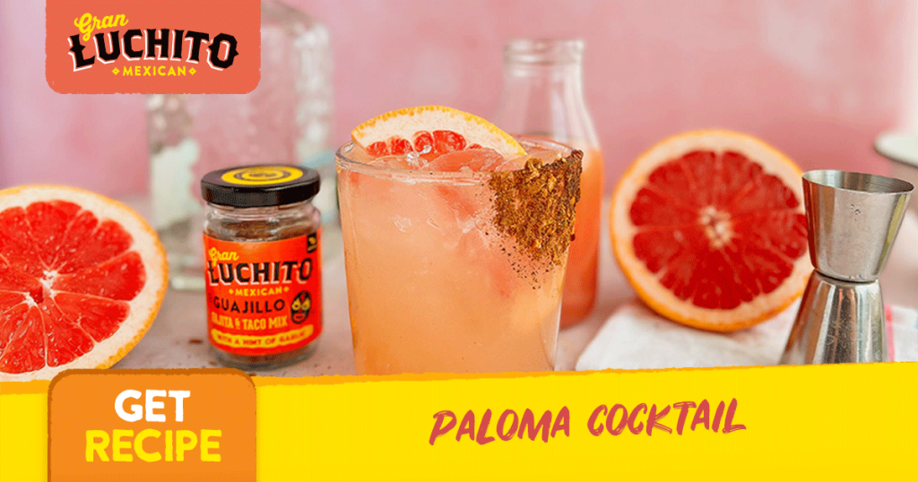 Paloma cocktail - social share image, click to get the recipe