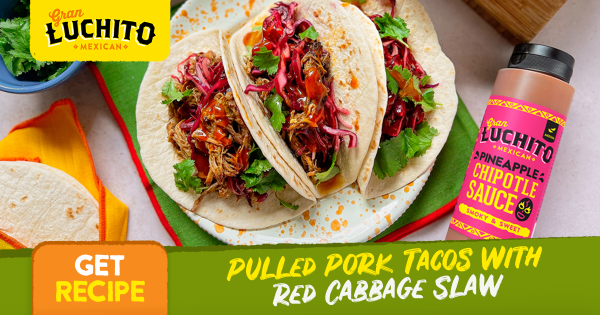 Pulled Pork Tacos Recipe With Red Cabbage Slaw | Gran Luchito
