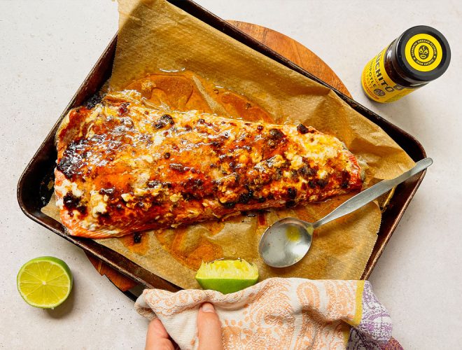 Salmon Tacos prep step - Family Favourites - Feisty Habanero Sauce