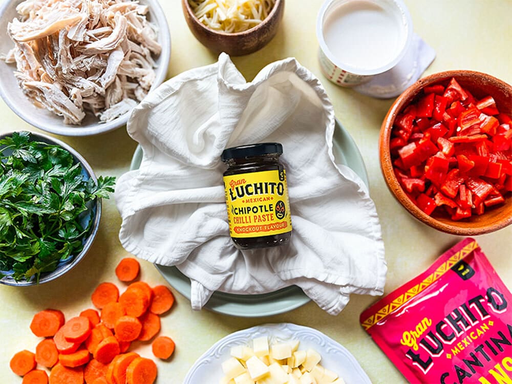 Enchilada Soup prep step and ingredients