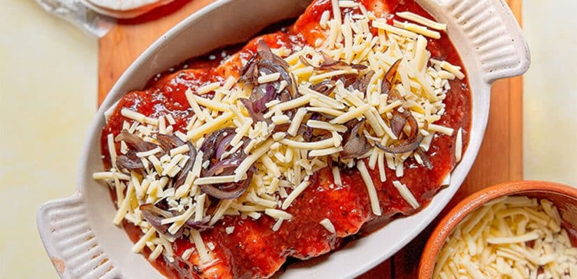 Steak Enchiladas prep step - Valentine's Day Menu