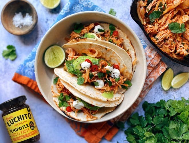 Chicken Tinga Tacos finished dish