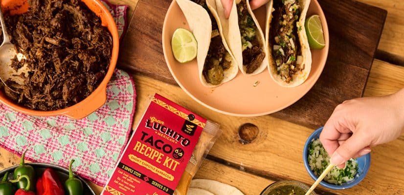 Easy shredded beef Barbacoa tacos with smoky chipotle Baracoa taco recipe kit