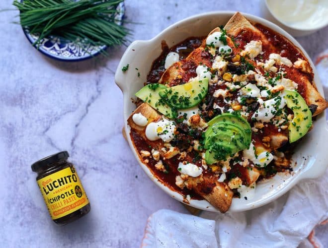 Vegetarian Enchiladas prep landscape 1 product shot